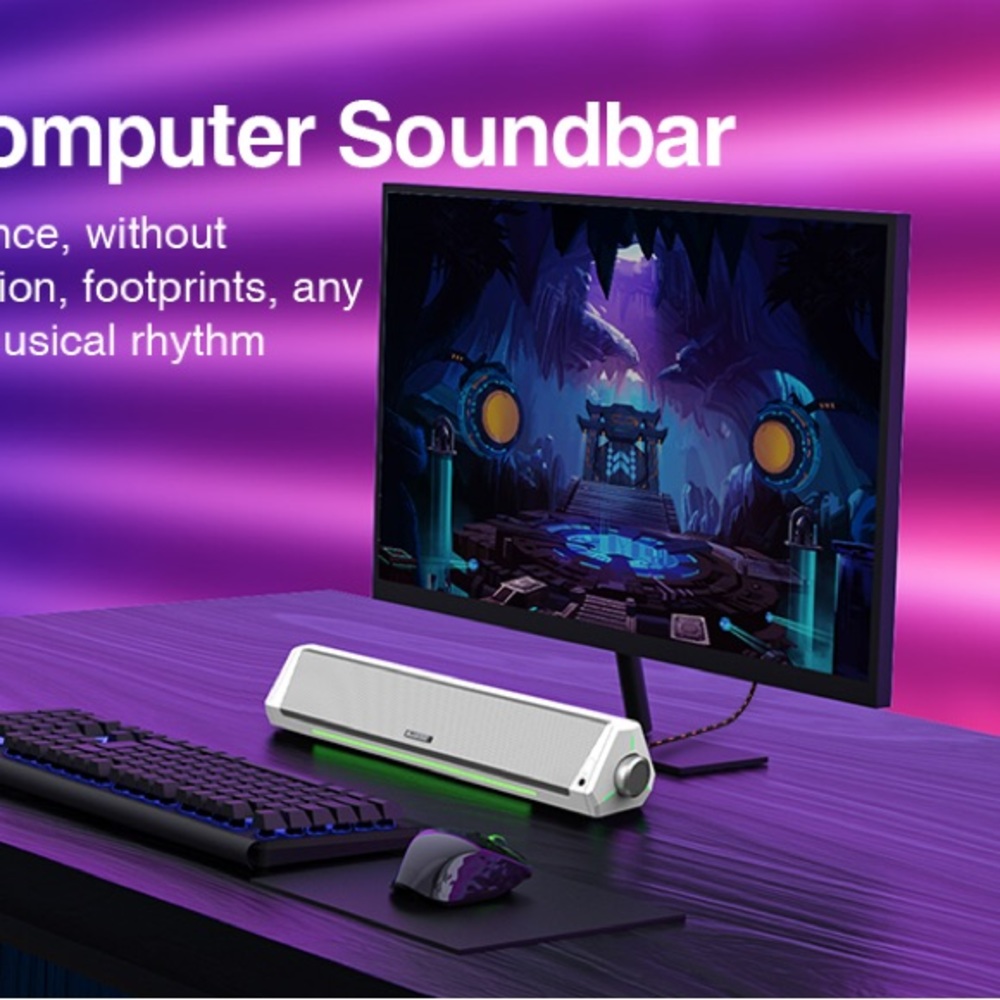 BlueDee Speaker Bluetooth USB Wired Soundbar White Breathe Lights